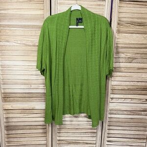 New Directions Vibrant Green Knit Open Cardigan Size 2X